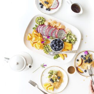 Free pancakes and fruits image