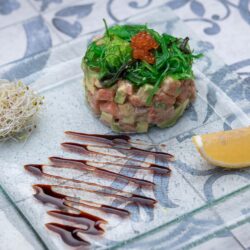 tasty salmon and vegetable salad