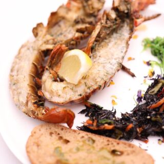 the best way to grill lobster steak with roasted veggies